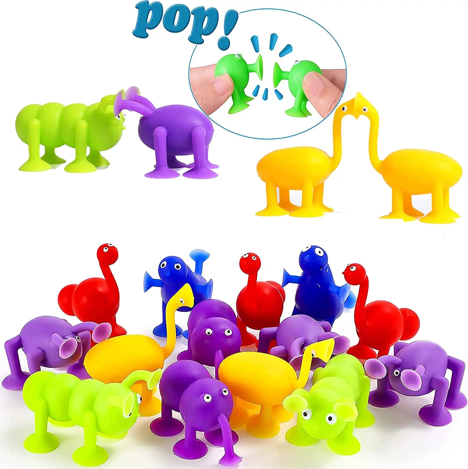 Silicone Suction Cup Animal Building Blocks - Sensory Bath Toy