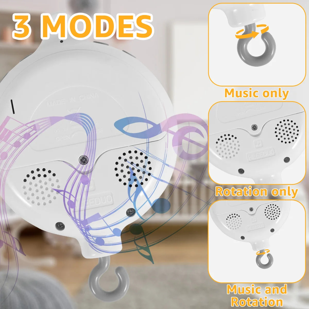 Baby Crib Mobile Music Box - 35 Lullabies 3 Modes