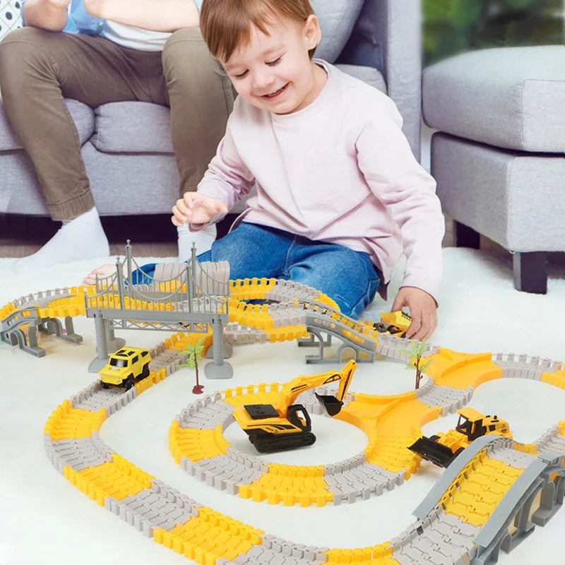 Electric track vehicle series toy track puzzle, car assembly, racing set, building blocks. Boys, girls. Birthday gifts, Children