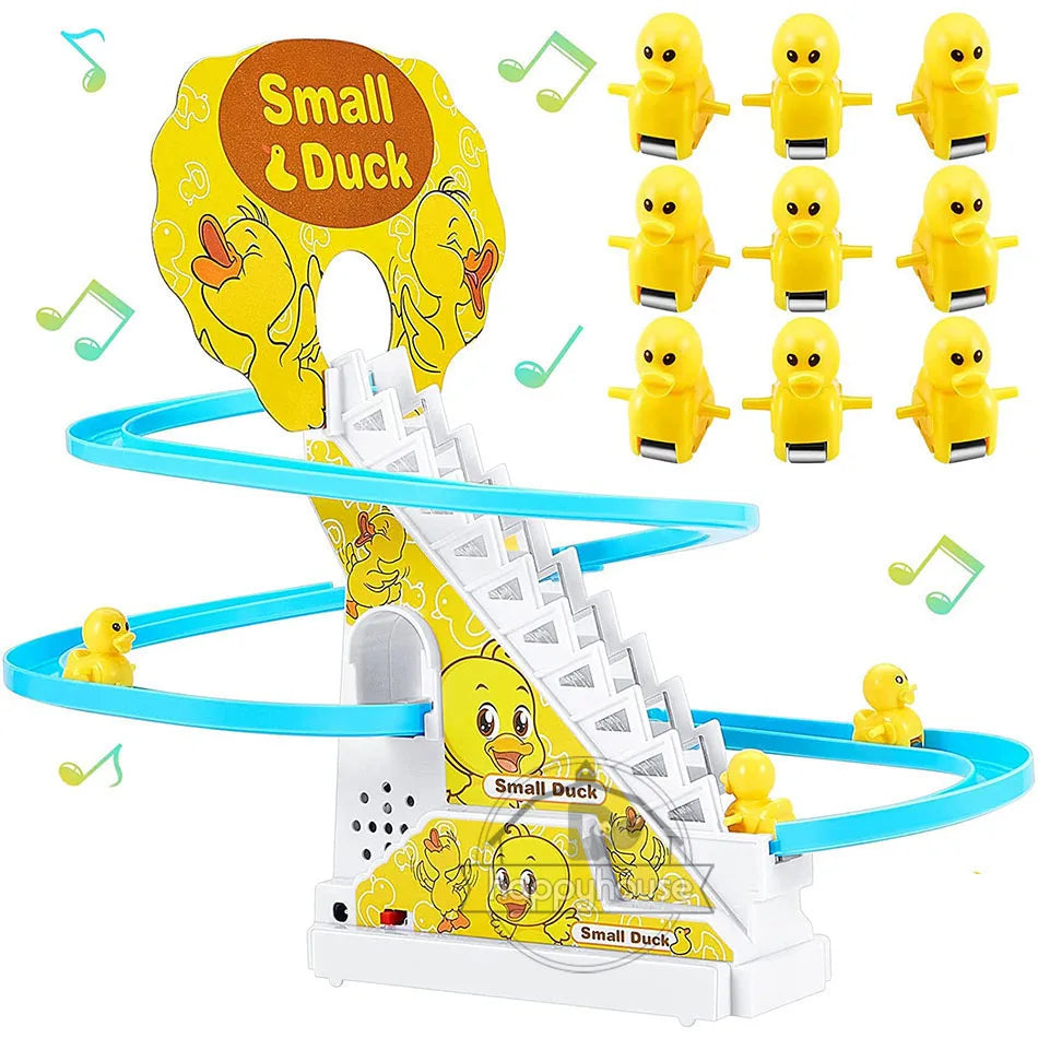 Electric Duck Climbing Stairs Toy with LED Music