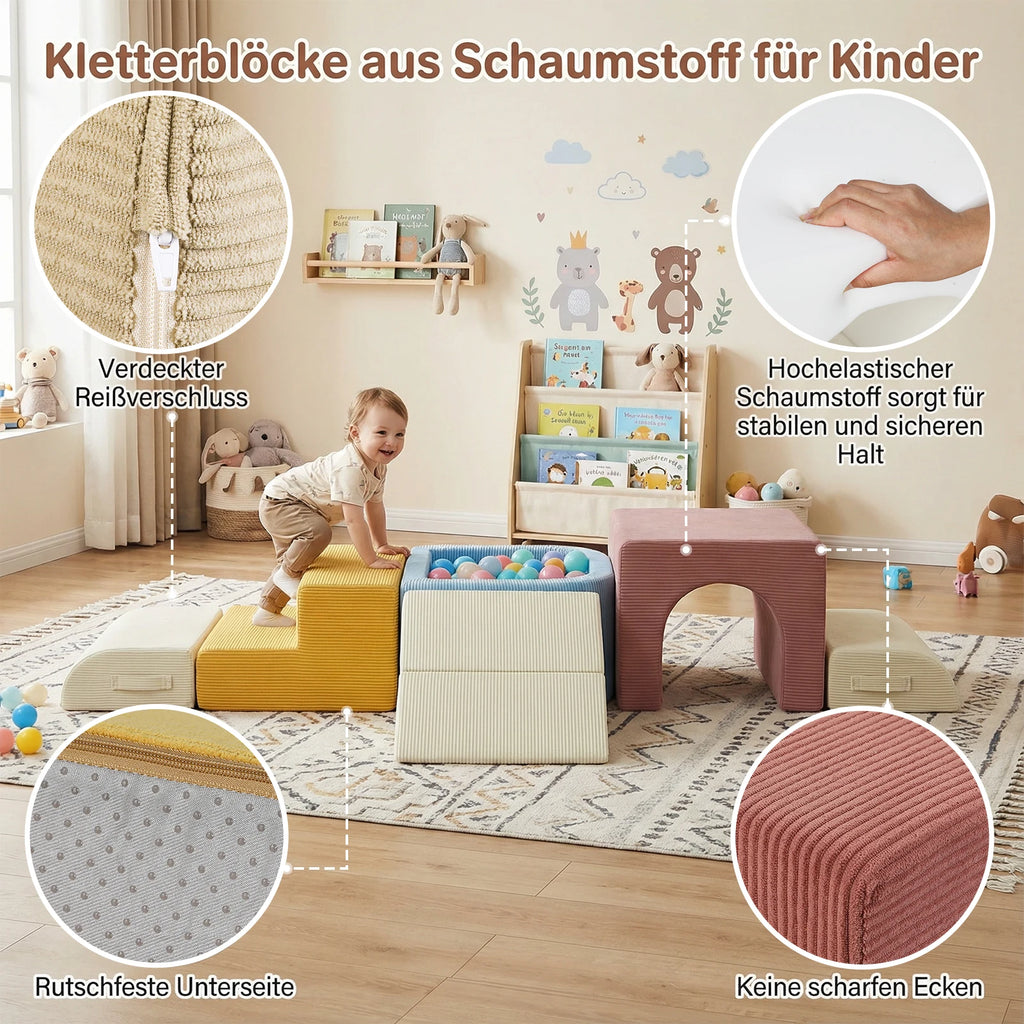 Modular Toddler Climbing Toys for Toddlers, Kids Sofa Foam Climbing Blocks, Play Climbing Playset with Slide Stairs, Convertible