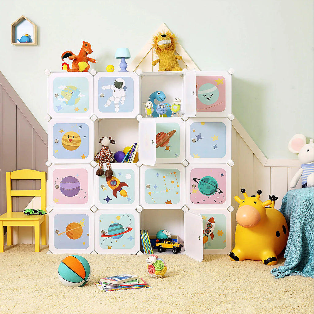SONGMICS 15 Dice Shelving System storage s wardrobe for Children Plastic shoe rack Multipurpose shoes Play Toy