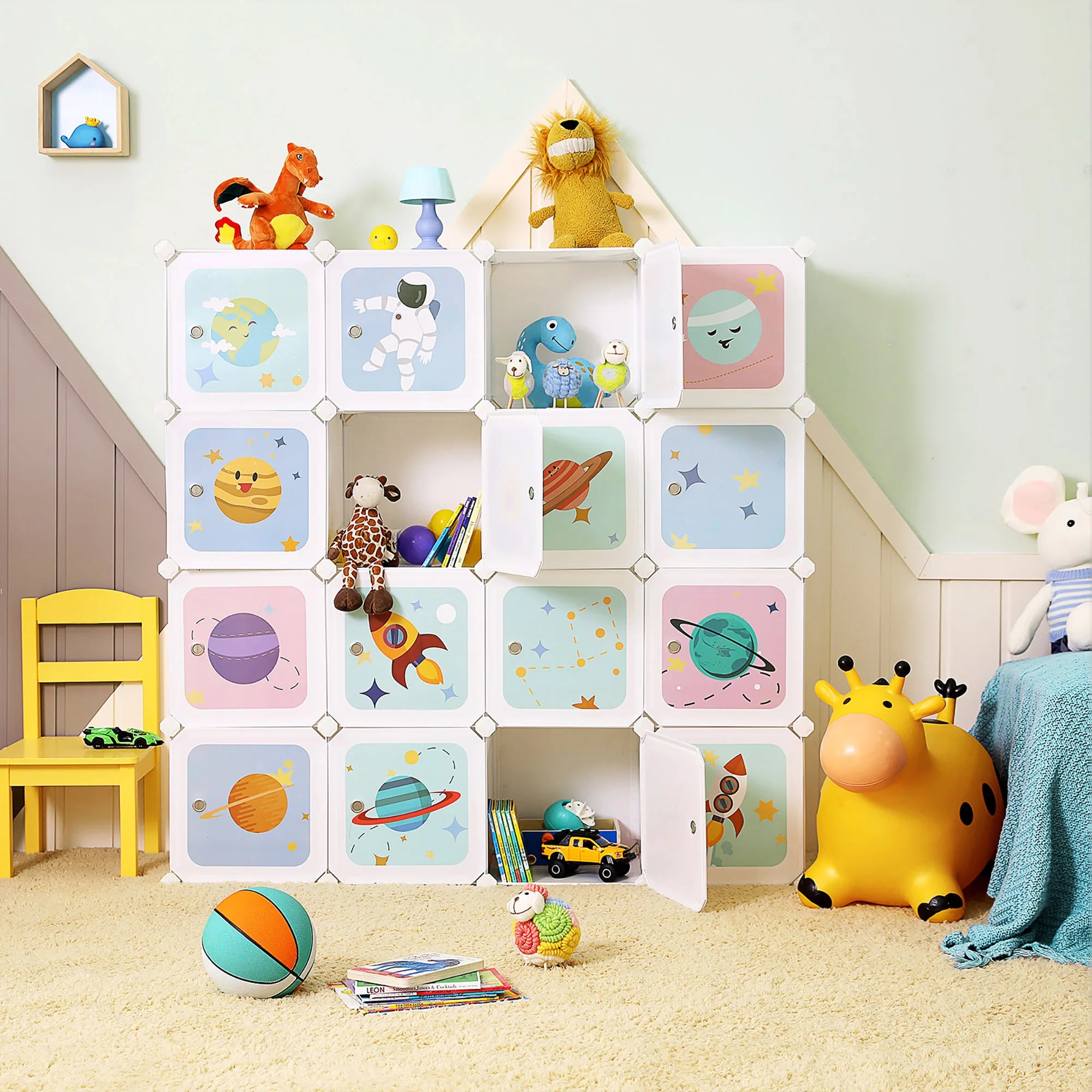 SONGMICS 15 Dice Shelving System storage s wardrobe for Children Plastic shoe rack Multipurpose shoes Play Toy