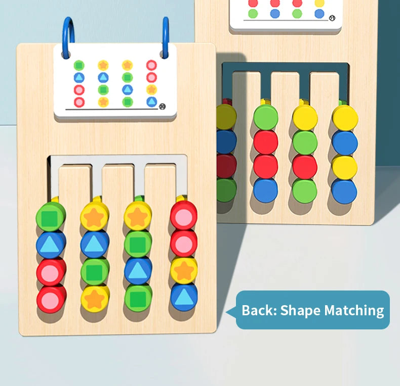 Wood Montessori Double-Sided Wooden Slide Puzzle Toy
