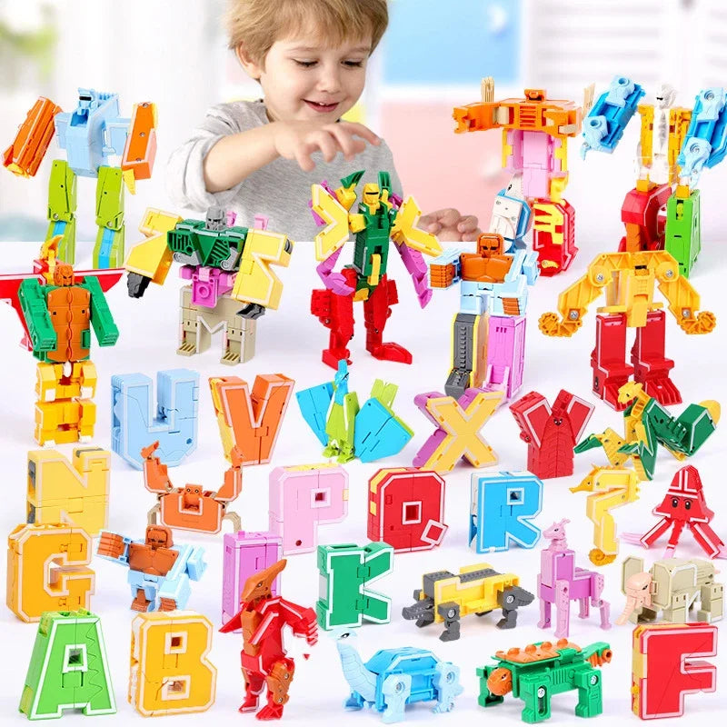 26 A-Z letter Alphabet Animal Dinosaur Warrior Deformation Action Figures Transformation Robot Toys For Children Gift Brinquedos