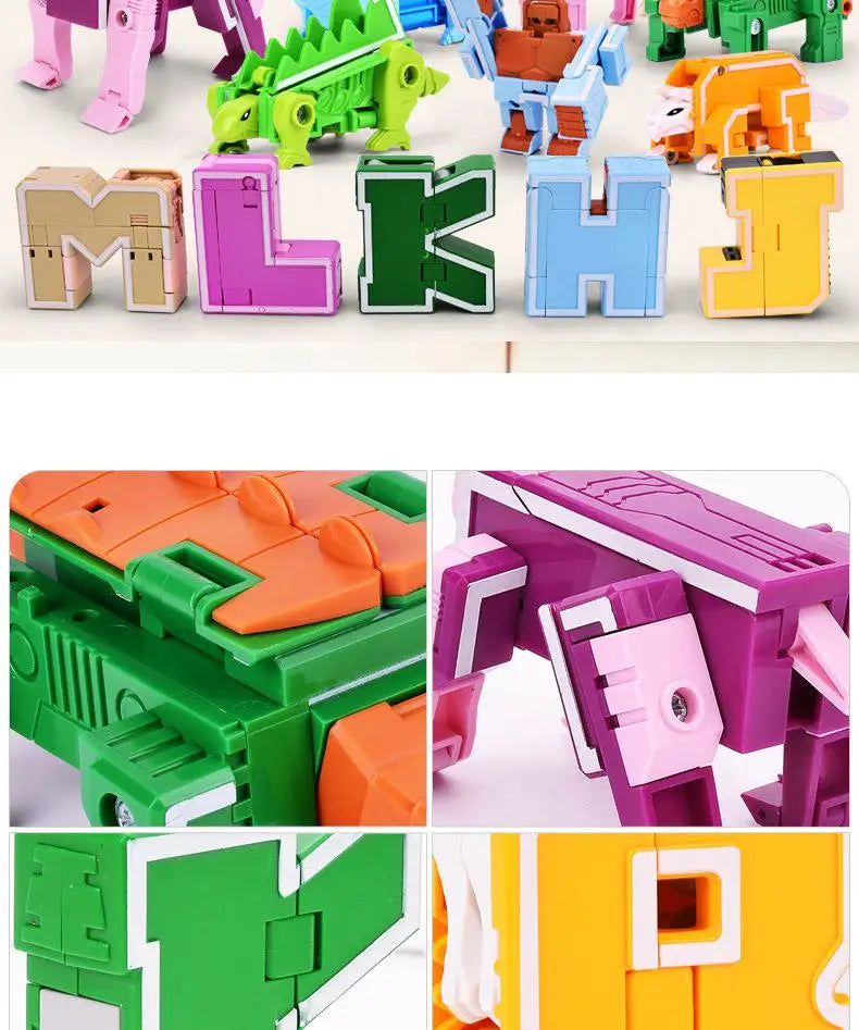 26 A-Z letter Alphabet Animal Dinosaur Warrior Deformation Action Figures Transformation Robot Toys For Children Gift Brinquedos