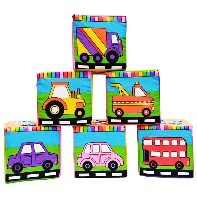 Montessori Infant Soft Plush Rattle Blocks - Animal & Number Dice