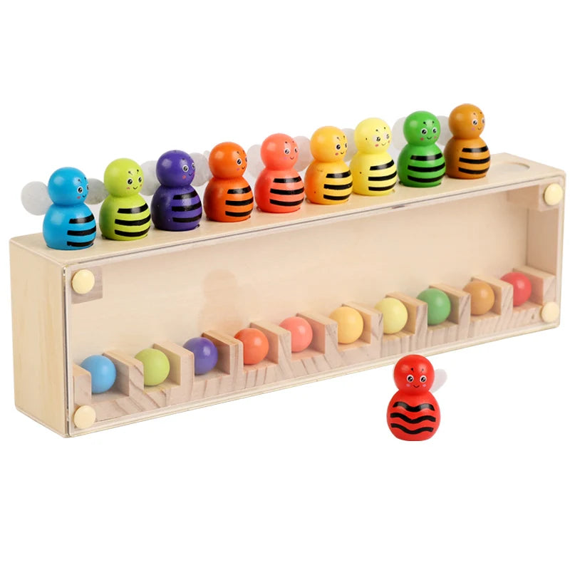 Wood Montessori Color Matching Toy - Educational Guess Doll Game