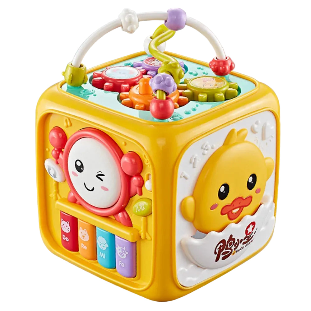Six-Sided Baby Musical Hand Drum Toy - Yellow ABS