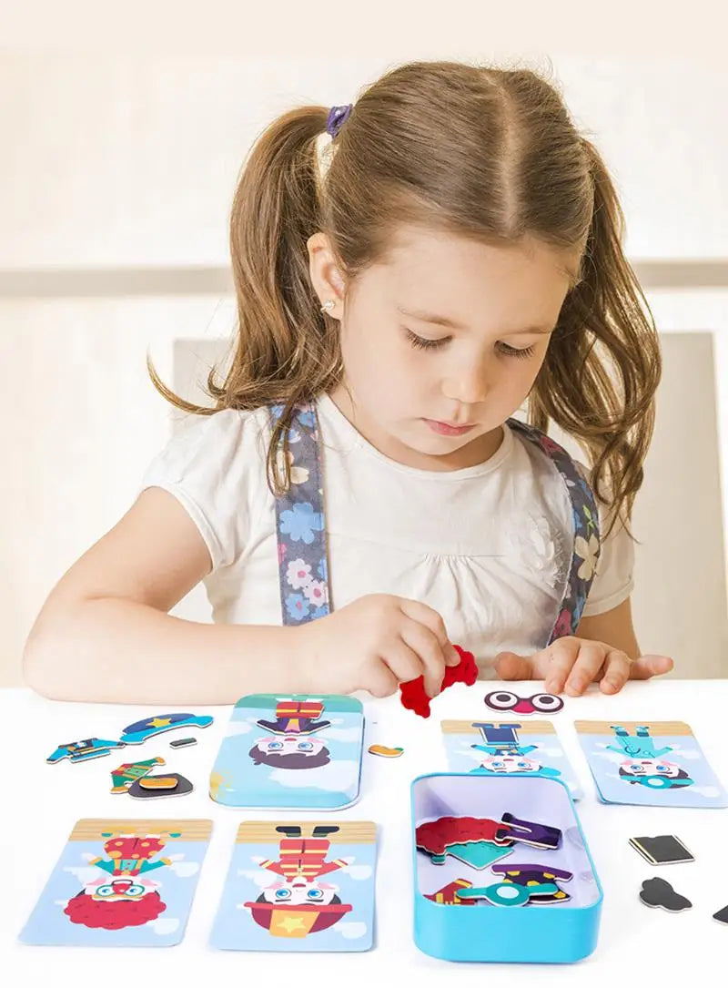 Magnetic 3D Puzzle Dress Up Expression Travel Tin Box Jigsaw Game Imagination Toys Gifts For Girls
