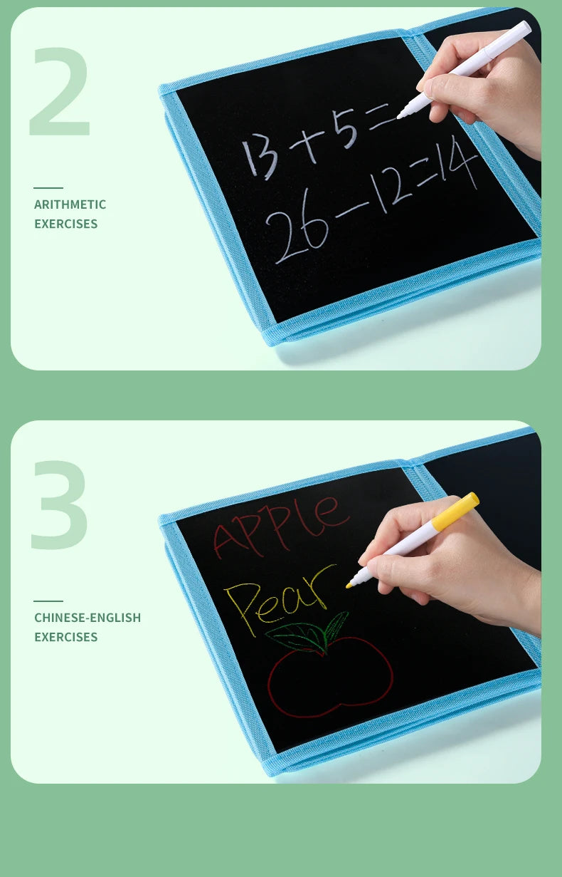 Foldable Chalkboard Book Children's Drawing Board Capable Of Repeatedly Scrubbing Drawing Writing Books (With 12 Watercolor Pen)