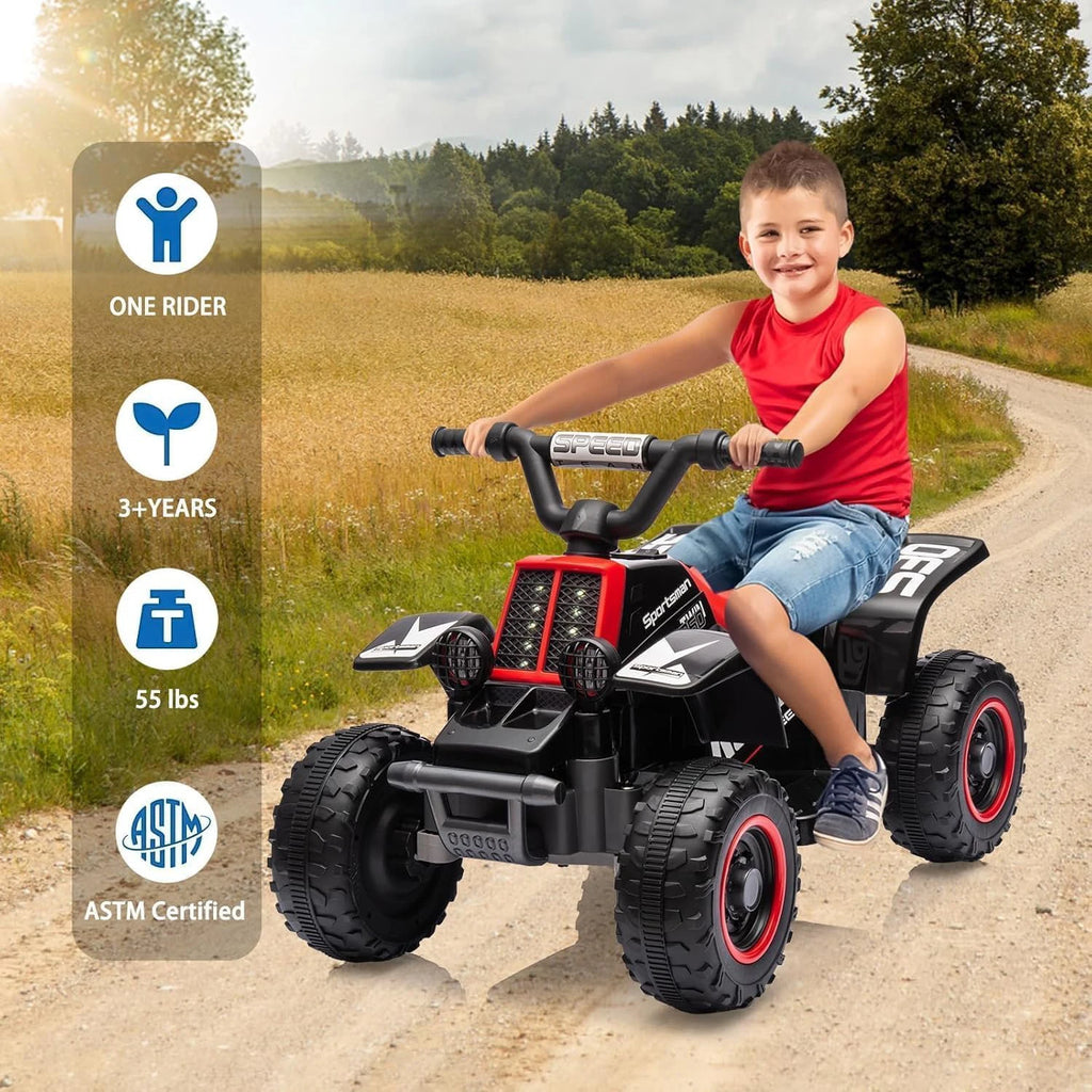 Electric Quad For Children 6V Ride-On Seat Car With LED Lights & Music, Horn, One-Button Start, 1.8 Km/h,  Mini ATV From 3 years