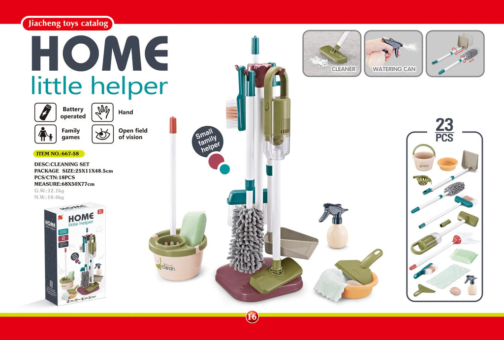 Children's Cleaning Tool Toys Pretend Play Cleaning Set and Sanitation Simulation Broom Vacuum Cleaner Tool Toy for Boys Girls