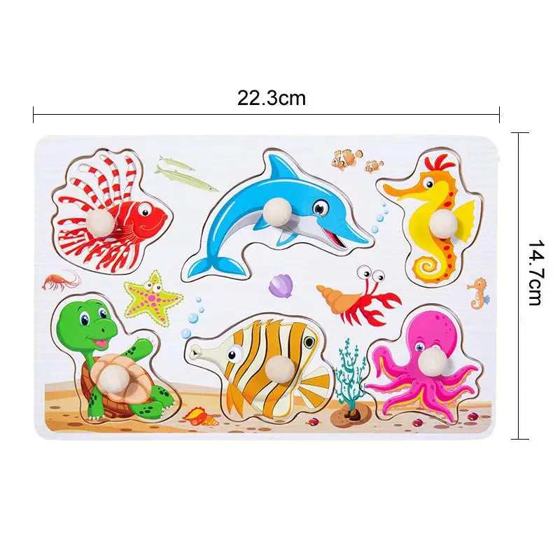 Wooden Mushroom Nail Hand Grab Puzzle - Educational Toy