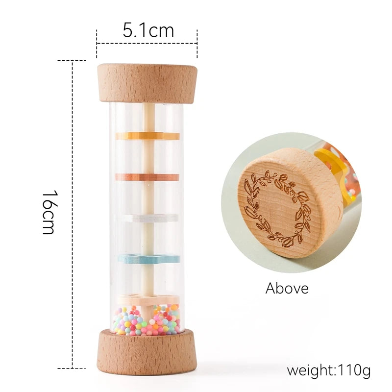 Let's Make Wooden Montessori Rain Stick Rattle - Rainbow Toy