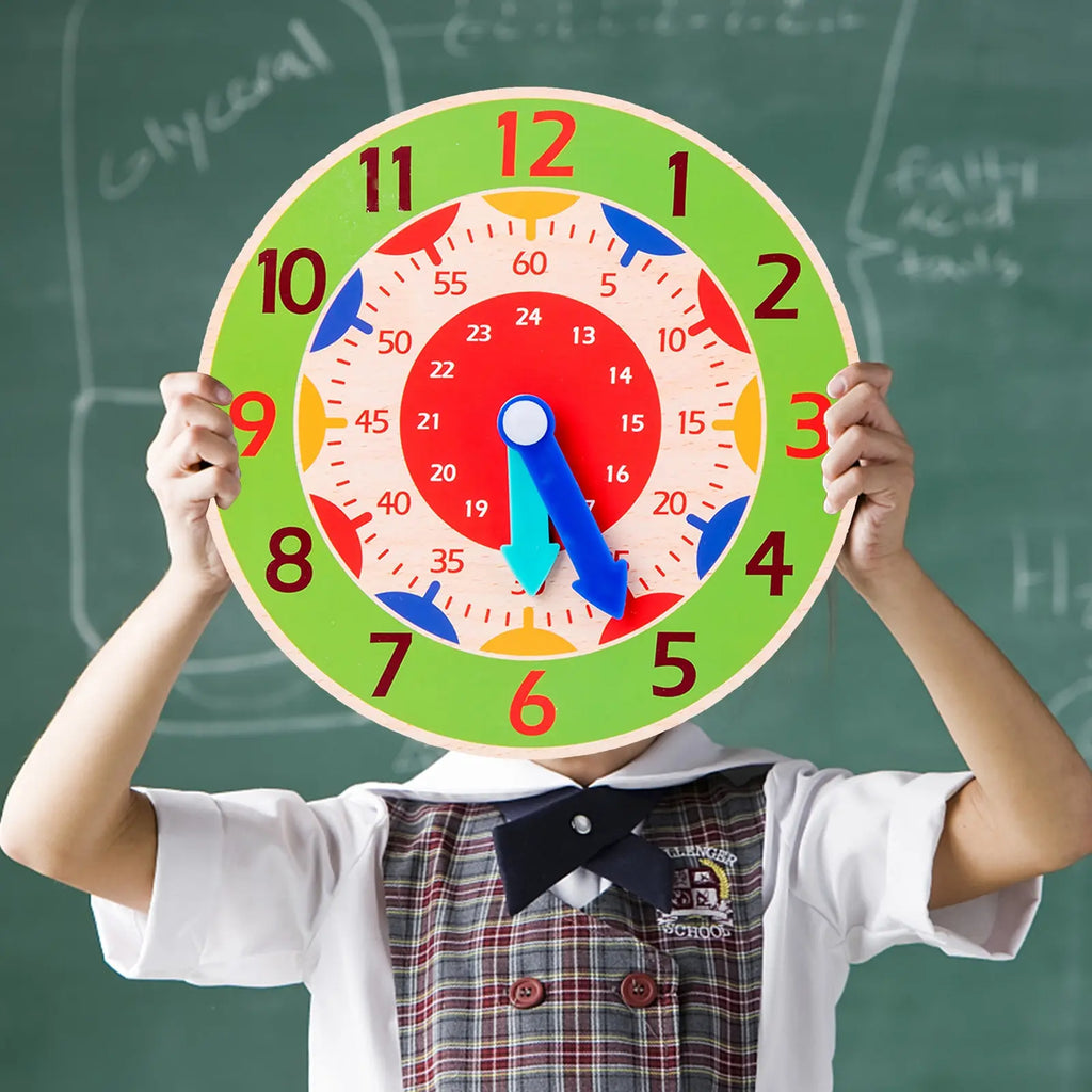 Kids Montessori Wooden Clock - Educational Time Learning Toy