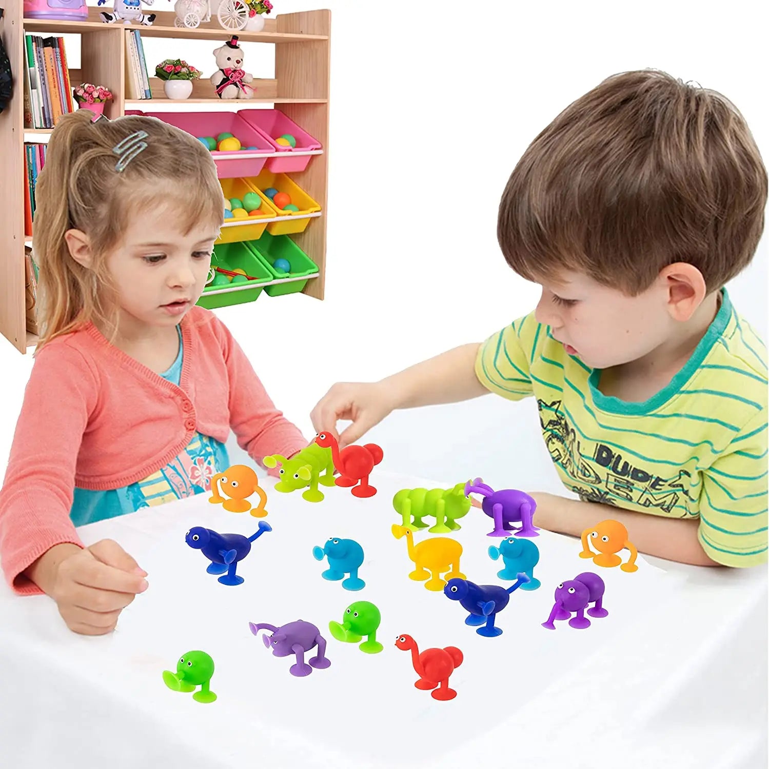 Silicone Suction Cup Animal Building Blocks - Sensory Bath Toy
