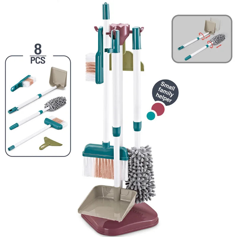 Children's Cleaning Tool Toys Pretend Play Cleaning Set and Sanitation Simulation Broom Vacuum Cleaner Tool Toy for Boys Girls