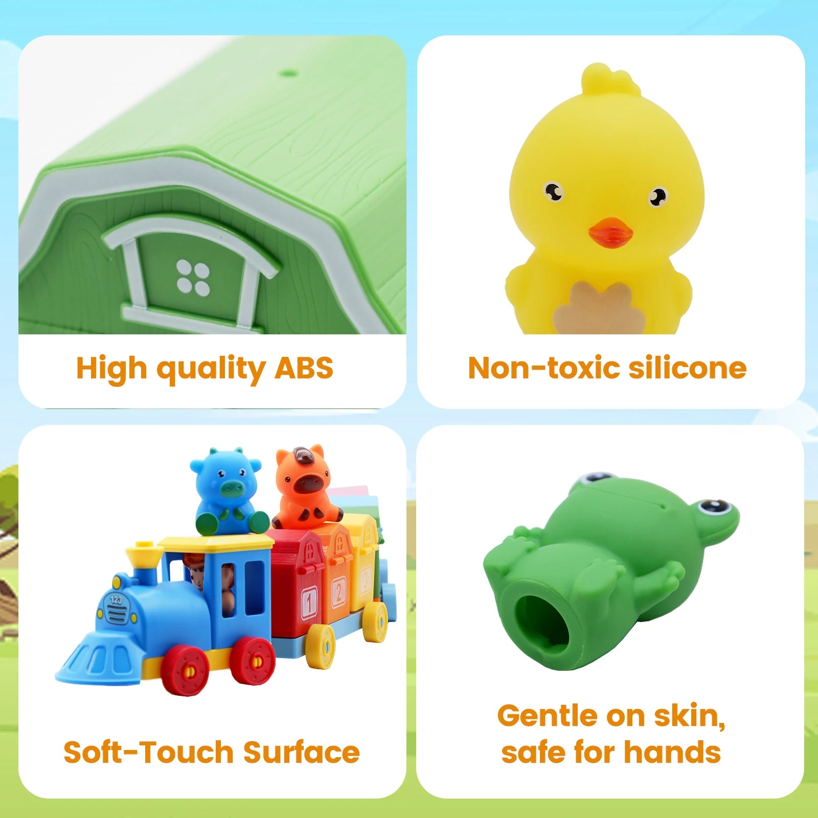 Montessori Farm Animal Train Set - Counting & Sorting Toy