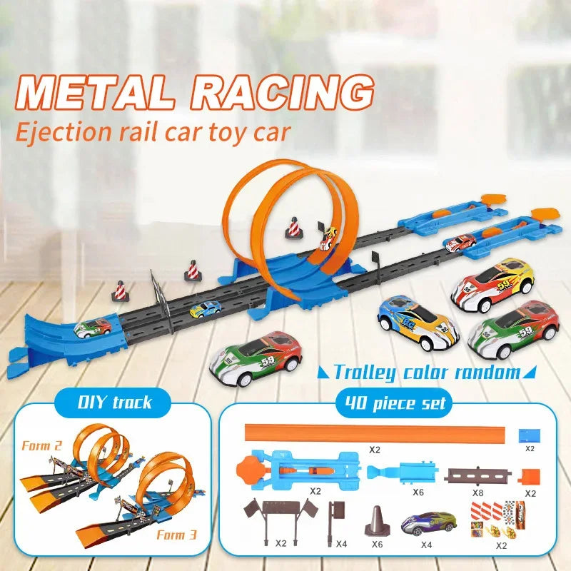 Hot Stunt Speed Car Wheels Model Racing Track DIY Assembled Rail Kits Catapult Rail Car Racing Boy Toys for Children Gift