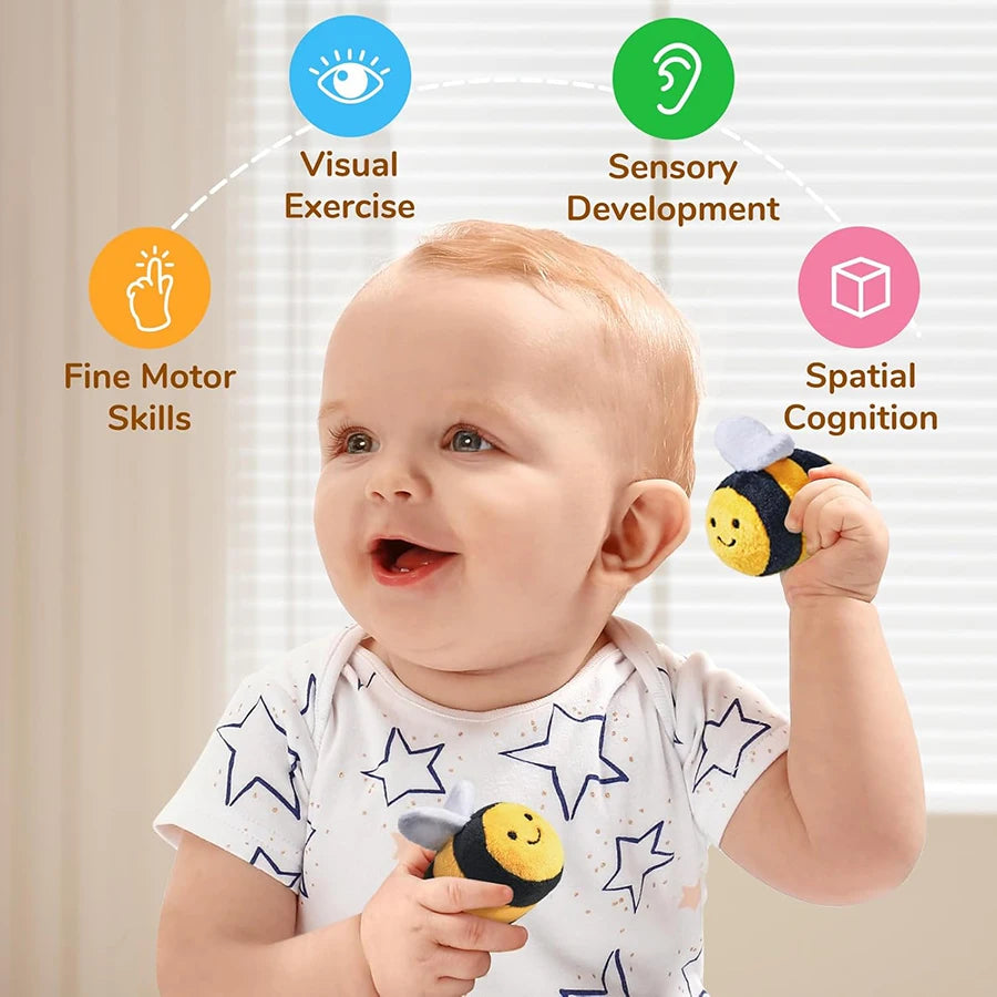 Yokibo Soft Baby Beehive Sensory Toy with 5 Plush Bees