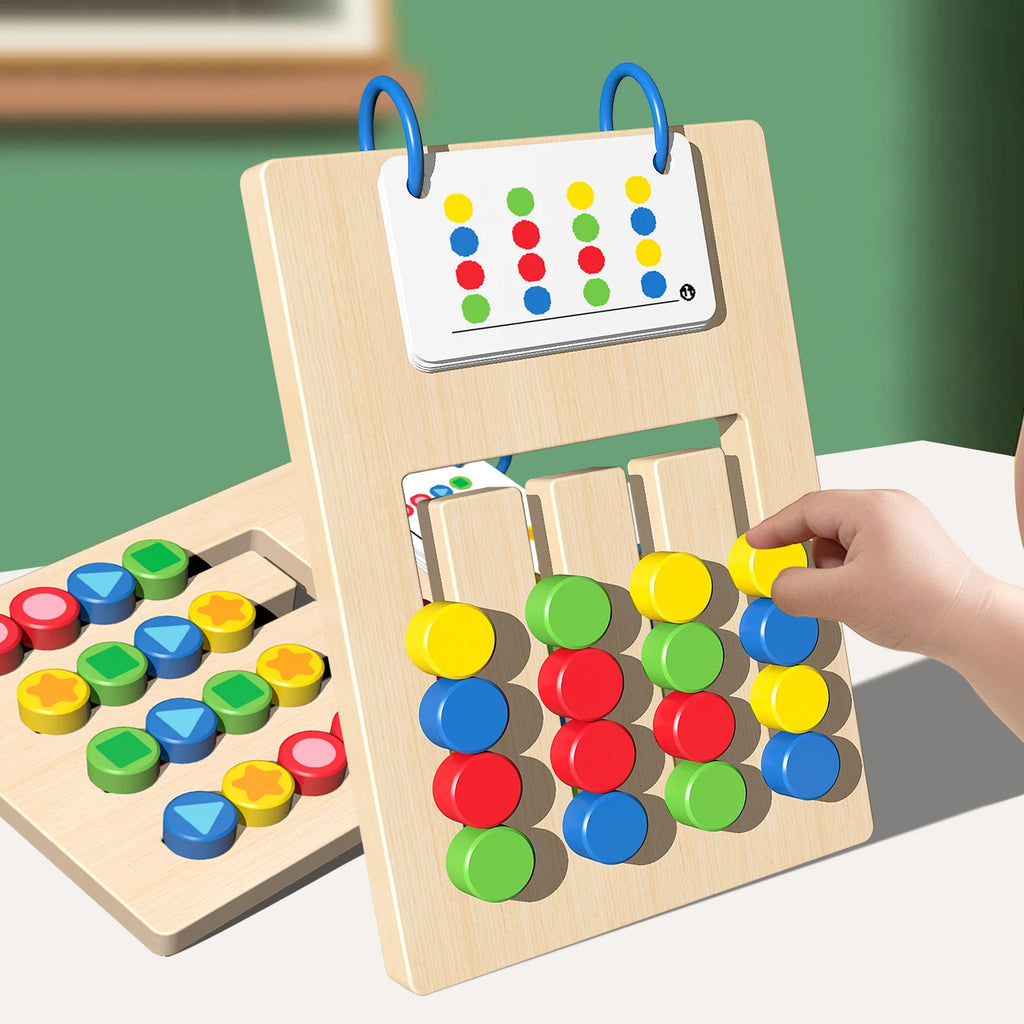 Wood Montessori Double-Sided Wooden Slide Puzzle Toy
