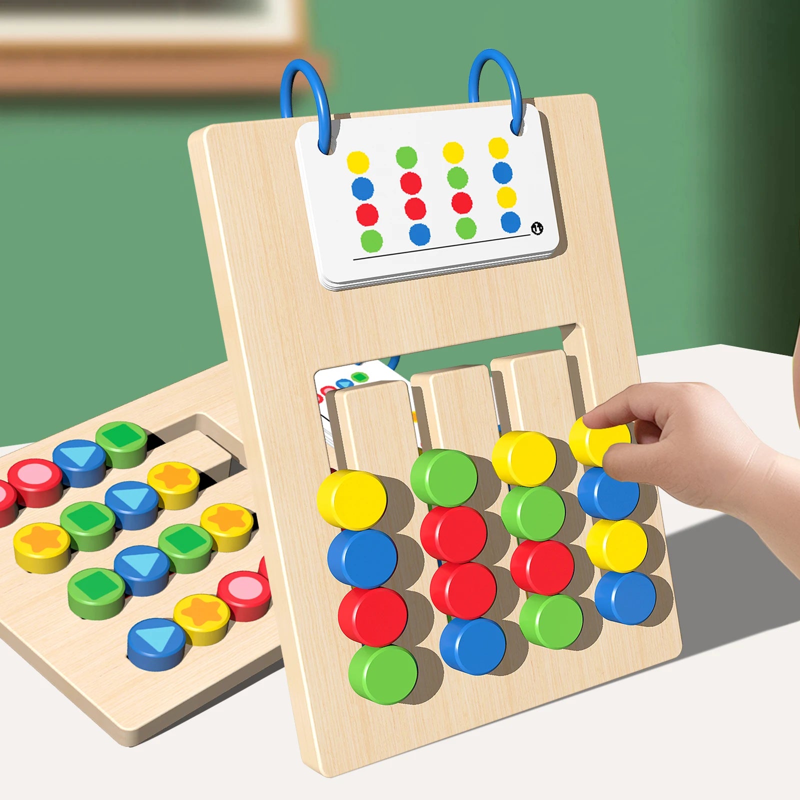 Wood Montessori Double-Sided Wooden Slide Puzzle Toy