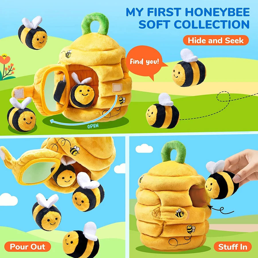 Yokibo Soft Baby Beehive Sensory Toy with 5 Plush Bees