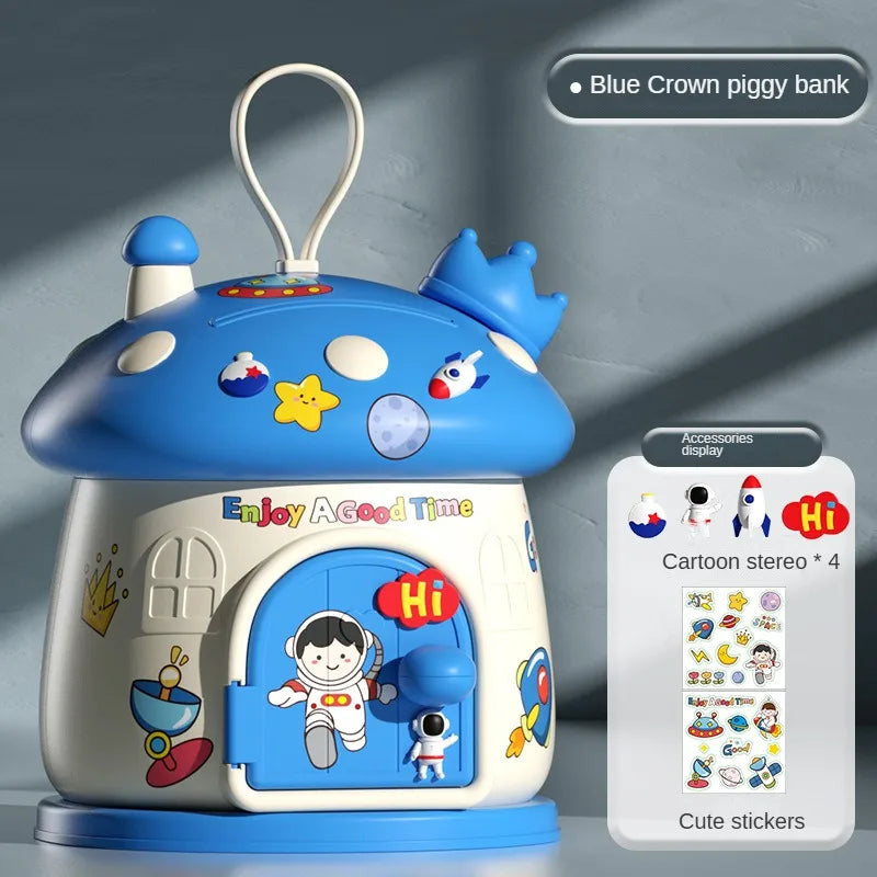 Cute Cartoon Mushroom Molding Piggy Bank 3D Stickers for Creative DIY Desktop Ornaments Key Protection Gifts