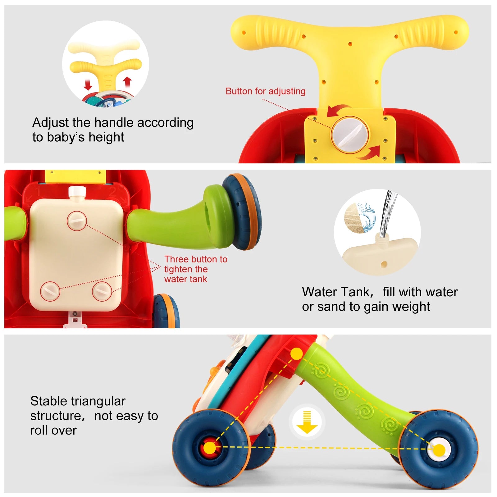 Baby Push Walker with Music and Drawing Board