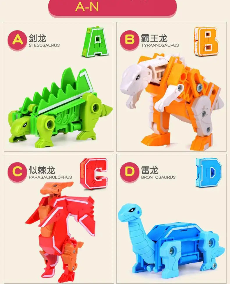 26 A-Z letter Alphabet Animal Dinosaur Warrior Deformation Action Figures Transformation Robot Toys For Children Gift Brinquedos