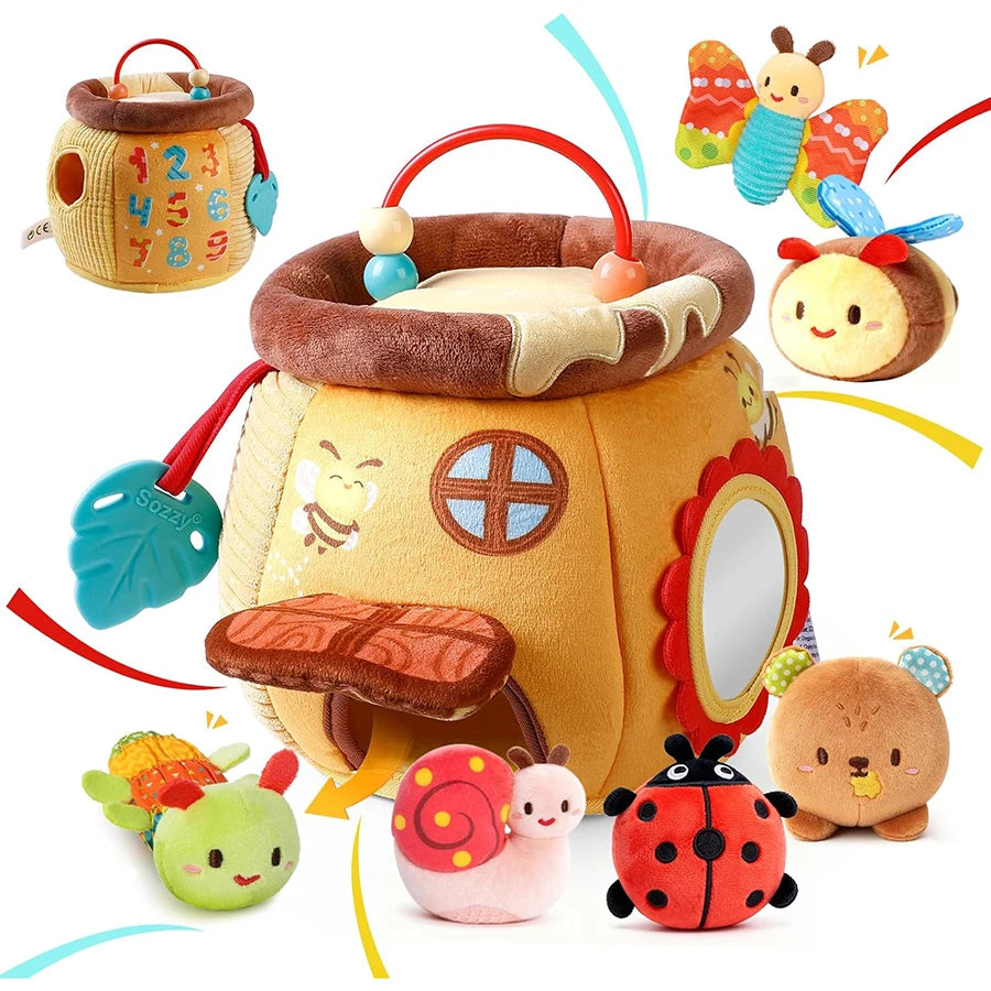 Yokibo Soft Baby Beehive Sensory Toy with 5 Plush Bees