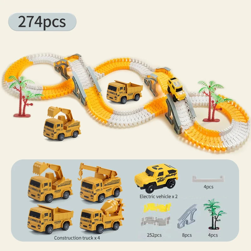 Electric track vehicle series toy track puzzle, car assembly, racing set, building blocks. Boys, girls. Birthday gifts, Children