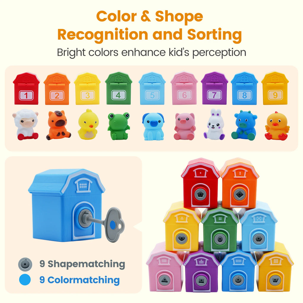 Montessori Farm Animal Train Set - Counting & Sorting Toy