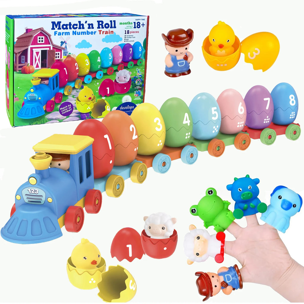 Montessori Farm Animal Train Set - Counting & Sorting Toy