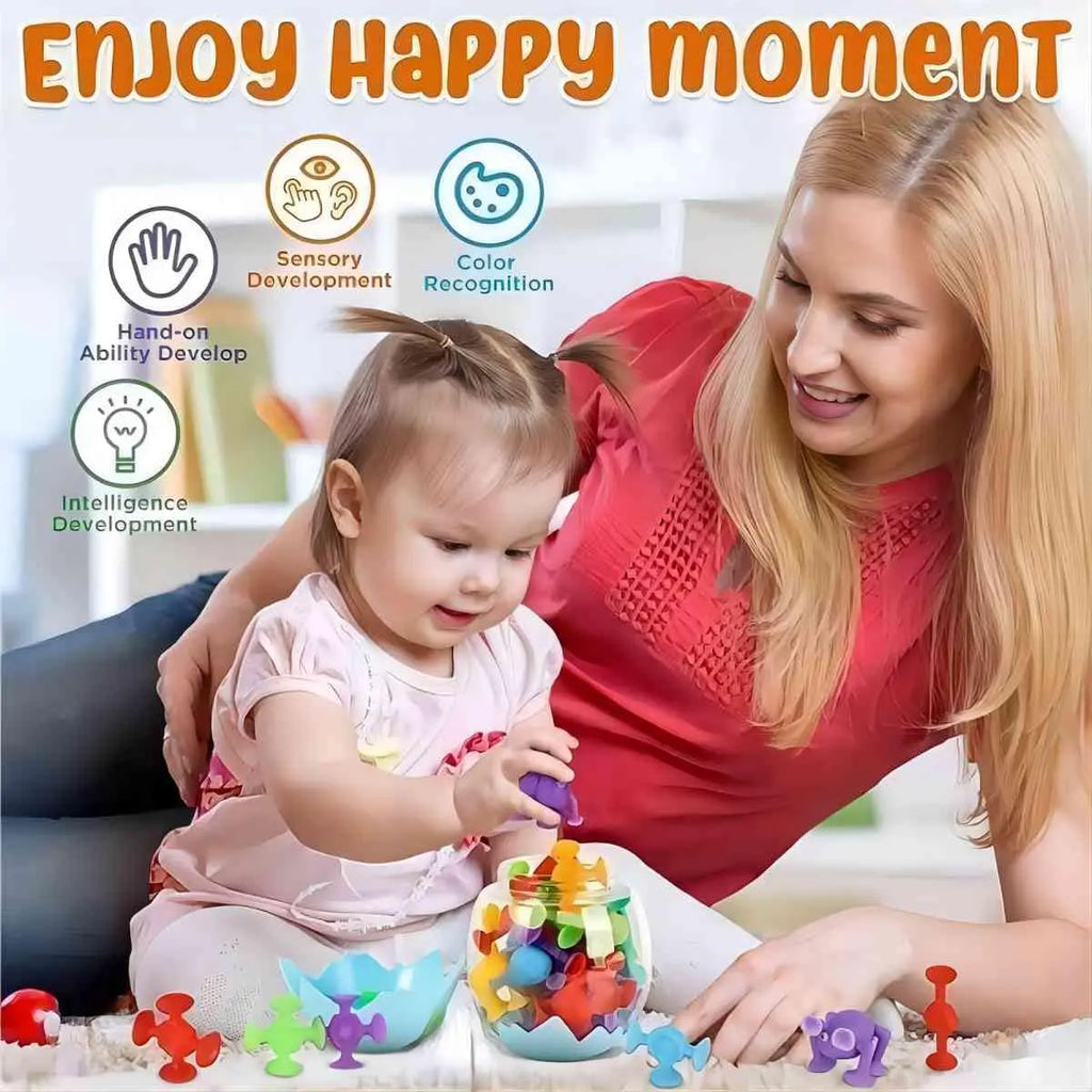 Silicone Suction Cup Animal Building Blocks - Sensory Bath Toy