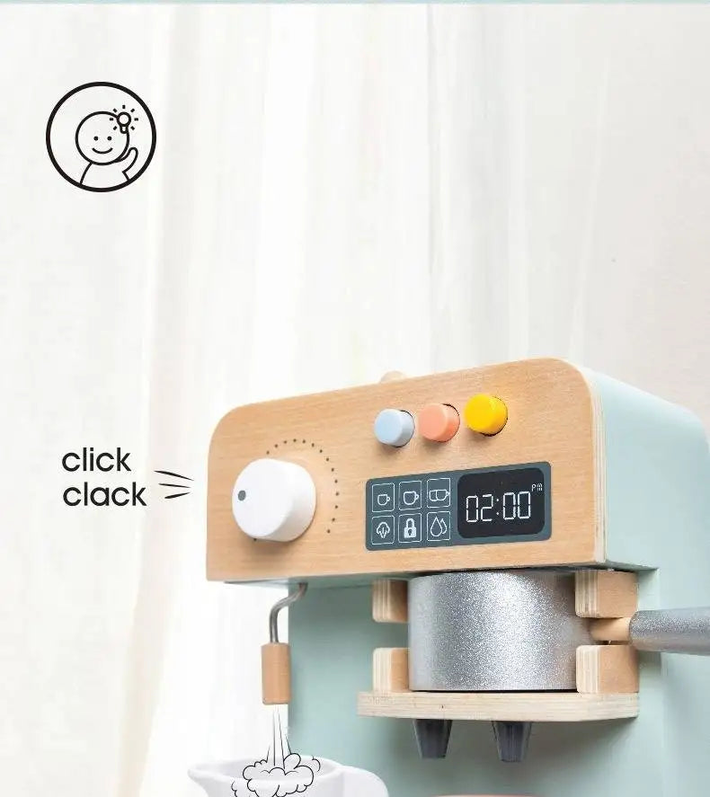 Children's Wooden Playhouse Toys Game House Toys Wooden Coffee Machine Wooden Cash Register Puzzle Interactive Education