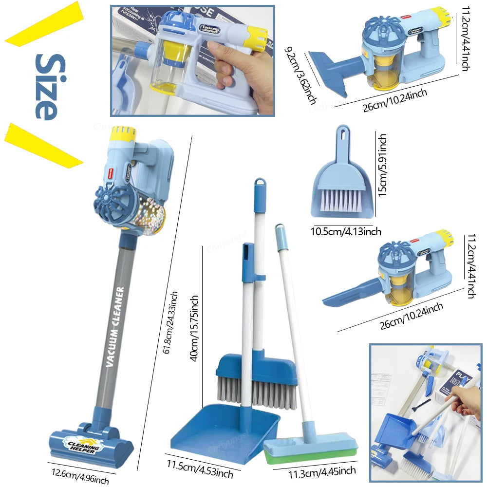 Kids Simulation Electric Vacuum Cleaner Cleaning Set for Toddlers Role Play Housekeeping Educational Toys Girl Boy Gifts