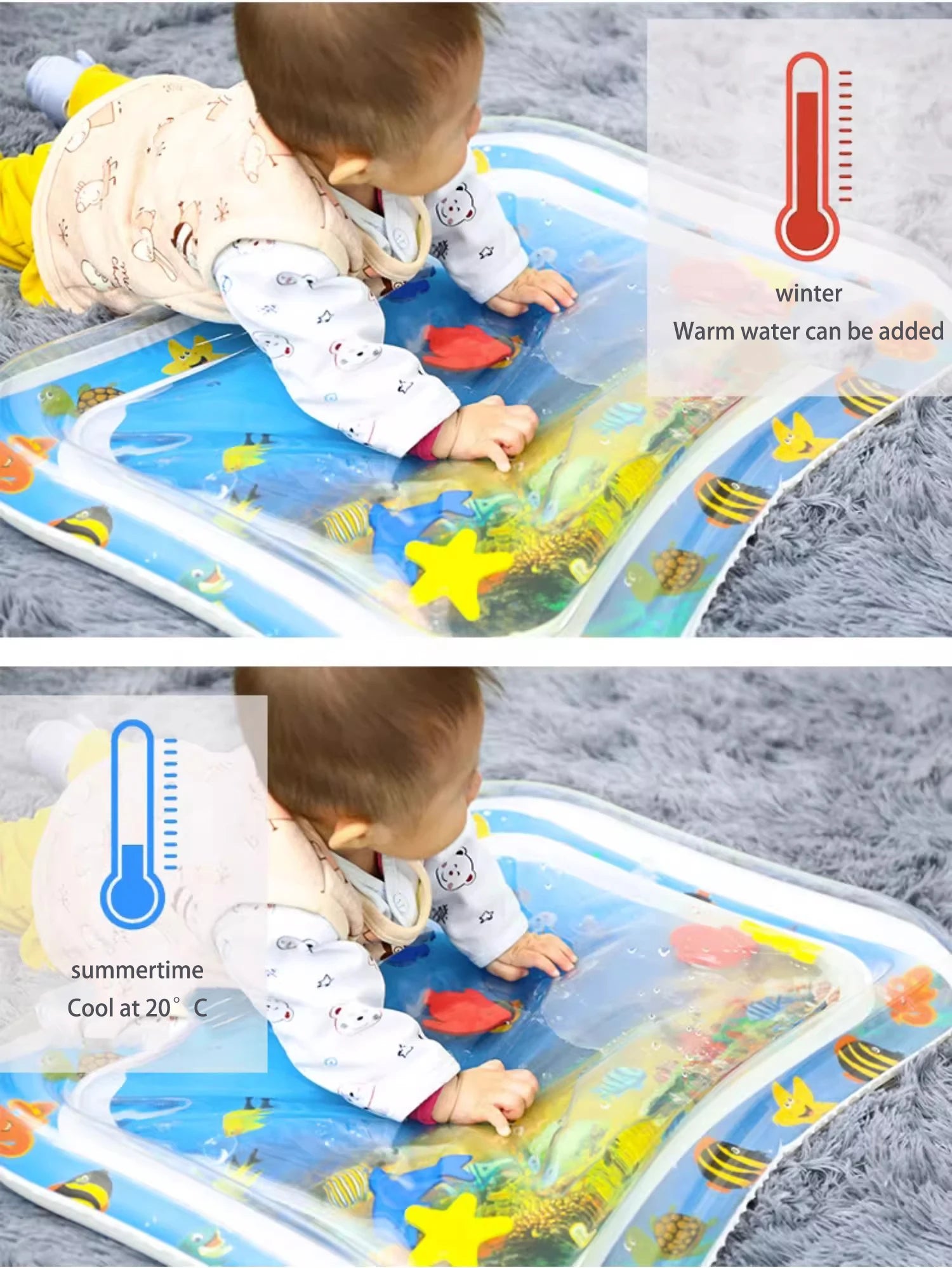 Tummy Time Inflatable Water Play Mat - 66x50cm PVC