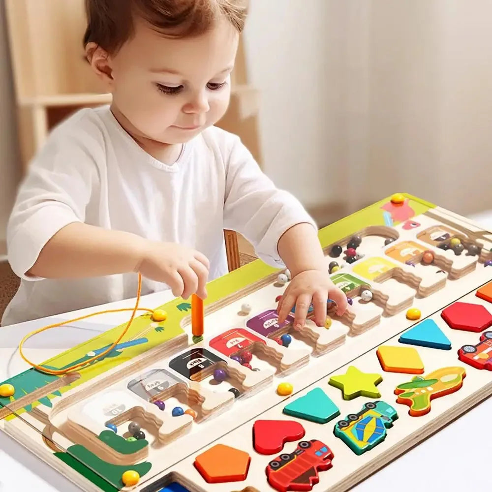 Montessori Magnetic Wooden Color and Number Maze Toy