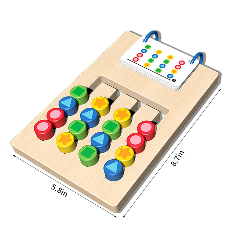 Wood Montessori Double-Sided Wooden Slide Puzzle Toy