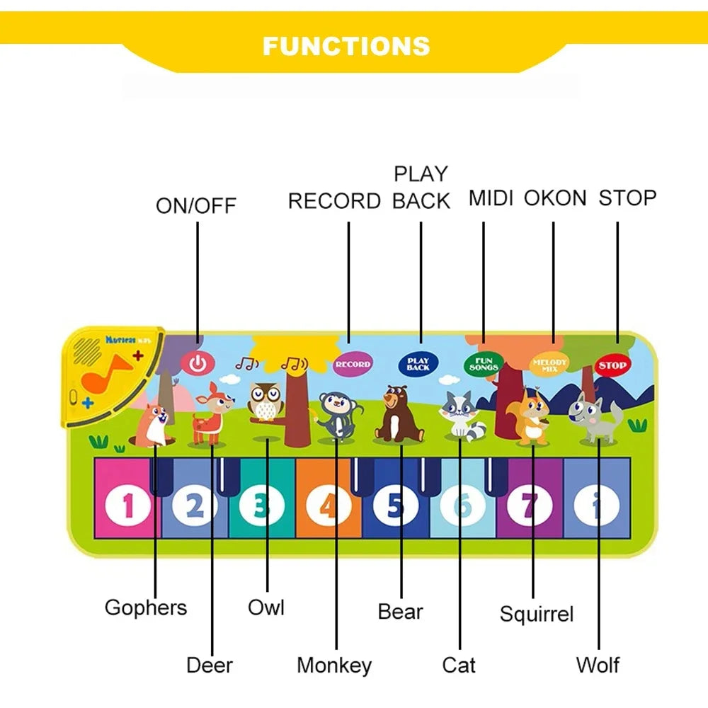 Kids Piano Mat - 80x30cm Musical Floor Keyboard Toy