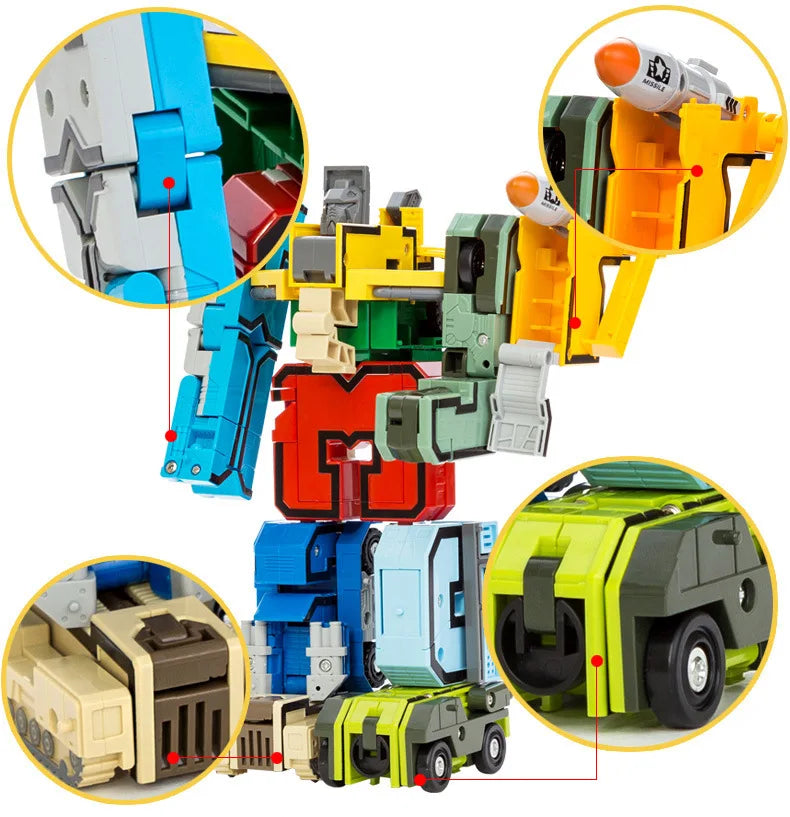 With Box Assemble Number Robots Transformation Action Figure Car Dinosaur Model Deformation Digit Letters Alphabet Toys