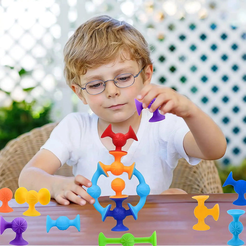 Silicone Suction Cup Animal Building Blocks - Sensory Bath Toy