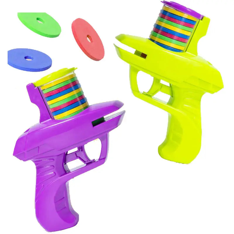 Kids Foam Disc Launcher Toy - Outdoor Flying Disc Gun for Children