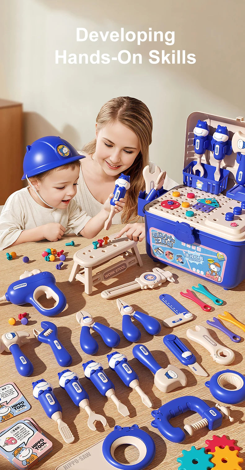 Educational Pretend Play Construction Children Home Toolbox Simulation Drill Screw Removal Puzzle Multi-Functional Assembly Toy