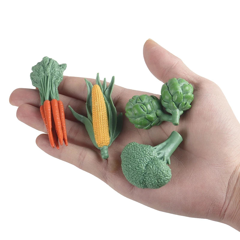 Oenux Pretend Play Toy Cute Fruits Vegetables Mushroom Model Cake Toppers Foods Jouet Family Fun Early Education For Kids Gift