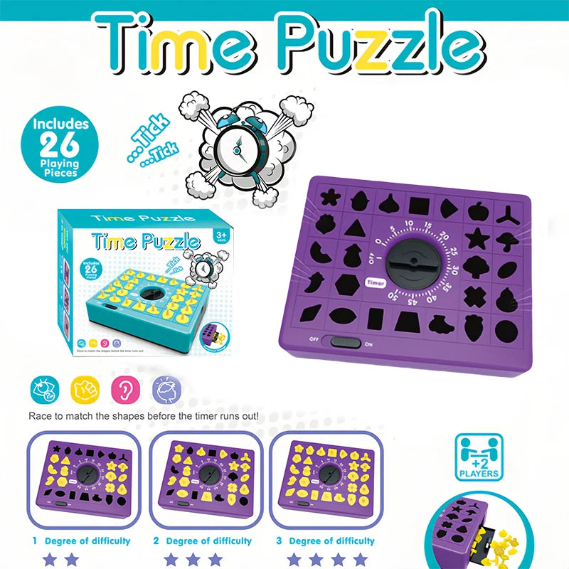 Shape Matching Game - 26 Piece Educational Time Puzzle Toy