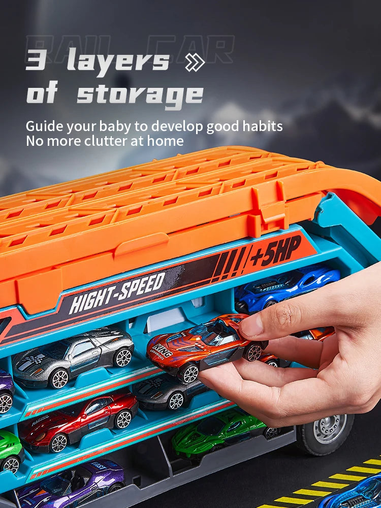 3D Rail Car - Over the Track, High Impact Flying Car - Transformed Inertial Car Puzzle Power Car Toy Set - Alloy Car Toy Set