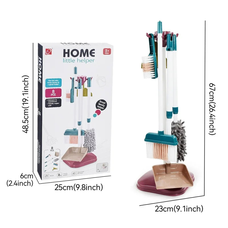 Children's Cleaning Tool Toys Pretend Play Cleaning Set and Sanitation Simulation Broom Vacuum Cleaner Tool Toy for Boys Girls